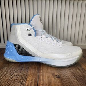 Under Armour Curry 3 Birthday Men's 9.5 White Blue Basketball Shoes 1269279-106
